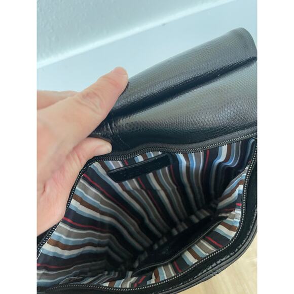 TUCI Italia Lizard Embossed Black Leather Handbag Cross-Body Bag - Picture 8 of 14